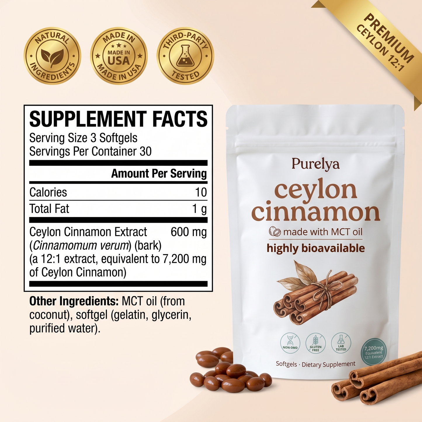 Ceylon Cinnamon 7,200mg with MCT Oil®